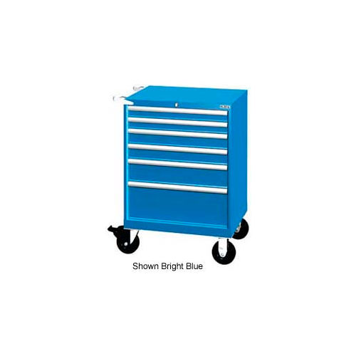 Lista 28-1/4&quot;W Mobile Cabinet, 6 Drawers, 58 Compart - Bright Blue, Keyed Alike