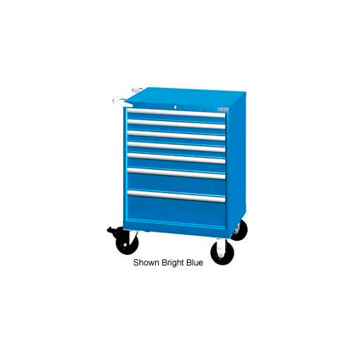 Lista 28-1/4"W Mobile Cabinet, 7 Drawers, 72 Compart - Bright Blue, No Lock