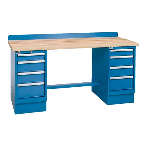 Lista® Technical Workbench, 4 Drawer Cabinets, Butcher Block Top