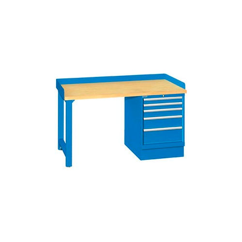 60x30x35.25 Cabinet & Leg workstation w, 5 drawers, back & end stops, butcher block top