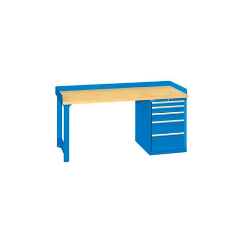 72x30x35.25 Cabinet & Leg workstation w/5 drawers, back & end stops/butcher block top