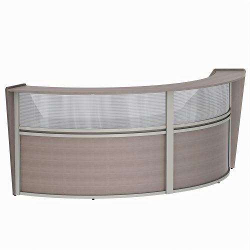 Linea Italia Curved Modern Reception Desk with Counter, 2 Units, 124"W x 49"D x 46"H, Ash
