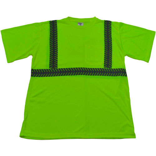 Petra Roc Lime Jersey Knit Pocket Short Sleeve T-Shirt, ANSI Class 2, Lime, 5X, LJTS2-5XL