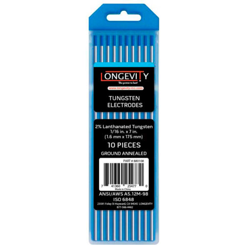 Longevity 2 Ceriated Grey Tungsten, 3/32 x 7 Tig Tungsten, 10 Pc