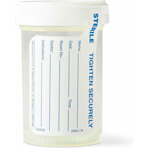 Medline® Pneumatic Tube System Specimen Containers, Sterile Fluid Path, 3 oz., 400/Case