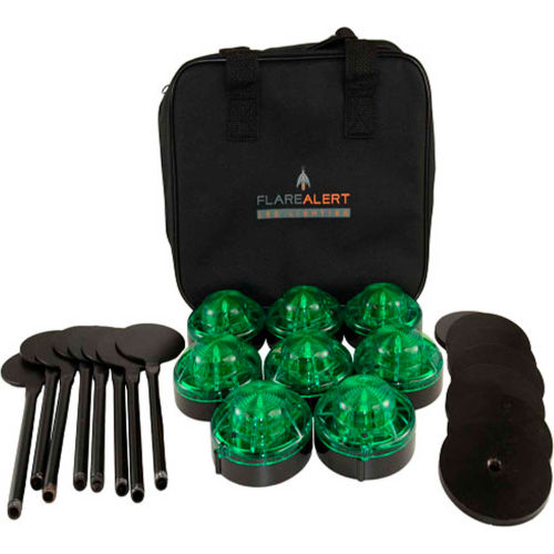 FlareAlert Pro Battery Powered LED Emergency 8 Beacon Kit, Green, B8-FP-G