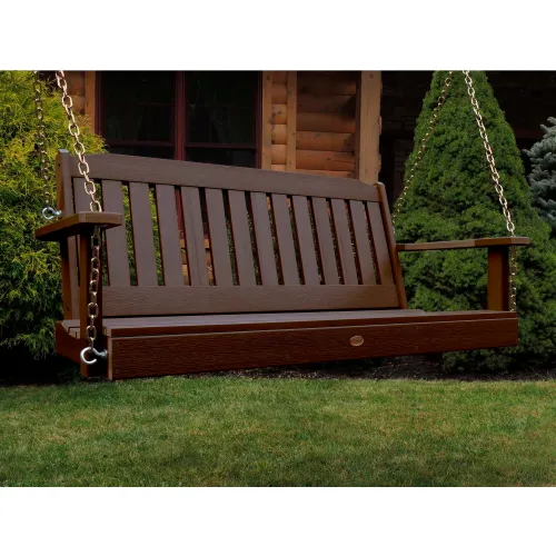 Highwood® Lehigh 4' Outdoor Porch Swing, Weathered Acorn - Main Image