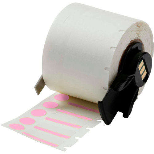 Brady&#174; M61-98-494-PK B-494 Color Polyester Labels 0.375"H x 1"W Pink/White, 500/Roll