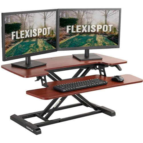FlexiSpot® 35 AlcoveRiser Standing Desk Converter, Mahogany