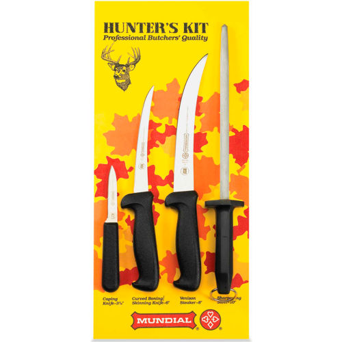 Mundial HS5600-4 - Hunter's Set, With Camping Knife, Boning Knife, Steak Knife, Sharpening Stone