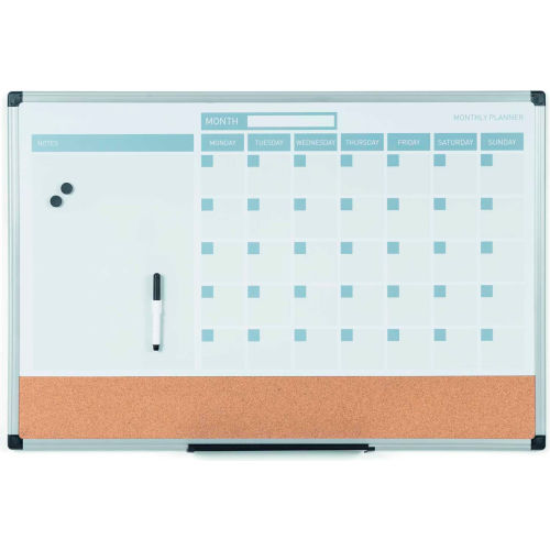 MasterVision 3-in-1 Dry-Erase Calendar Planner Board, 24" X 36", Silver  Frame