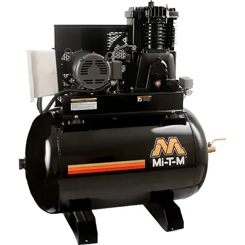 Mi-T-M® Simplex Two Stage Horizontal Air Compressor, 7-1/2 HP, 80 Gal ...
