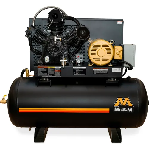 Mi-T-M® M Simplex Two Stage Horizontal Air Compressor, 15 HP, 120 Gal ...
