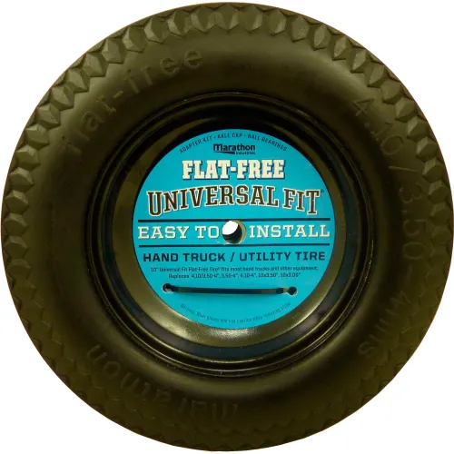 Marathon Flat Free Tire 00210 - 4.10/3.50-4 Sawtooth Tread - 2.25" Offset - 5/8" Bearings