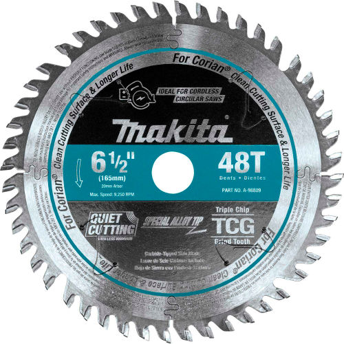 Makita® Carbide-Tipped Cordless Plunge Saw Blade, Corian®, 6-1/2"Dia, 48 TPI