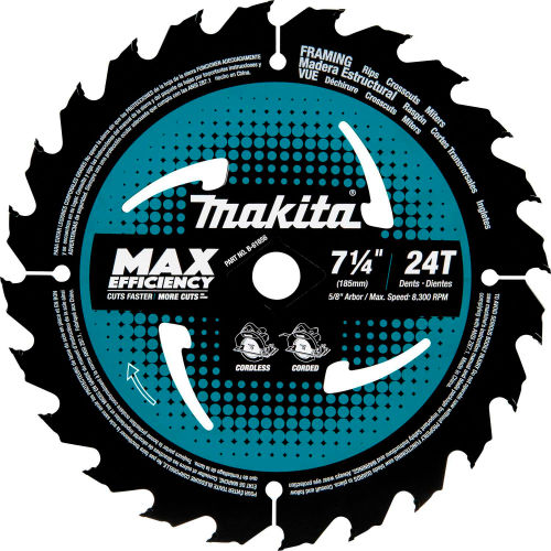 Makita® Carbide-Tipped Max Effcy Ultra-Thin Kerf Circular Saw Blade, 7-1/4"Dia, 24 TPI, 10/Pk
