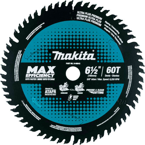 Makita&#174; Carbide-Tipped Max Efficiency Miter Saw Blade, 6-1/2&quot;Dia, 60 TPI