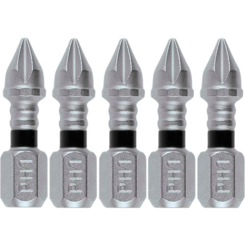 Makita® Impact XPS™ #1 Phillips 1" Insert Bit, Matte Nickel, 5/Pack