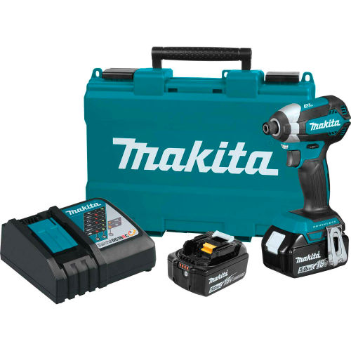 Makita® LXT® Brushless Cordless Impact Driver Kit, 5.0Ah, Li-Ion, 18V, 0-3400RPM, 5"L