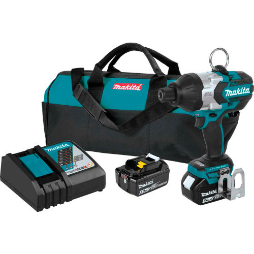 Makita® Cordless Hi-Torque 7/16" Hex Impact Wrench Kit, 5.0Ah, 18V LXT® Li-Ion, Brushless