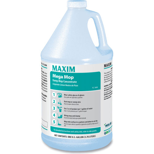 Maxim® Mega Mop Damp Mop Concentrate, Lemon Scent, Gallon Bottle, 4/Case