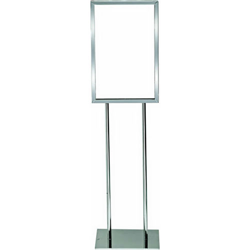 Marvolus 14" x 22" Poster Frame Bulletin Sign Stand, Chrome, Metal, Flat Base, Unassembled