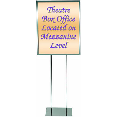 Marvolus 22" x 28" Poster Frame Bulletin Sign Stand, Chrome, Metal, Flat Base, Unassembled