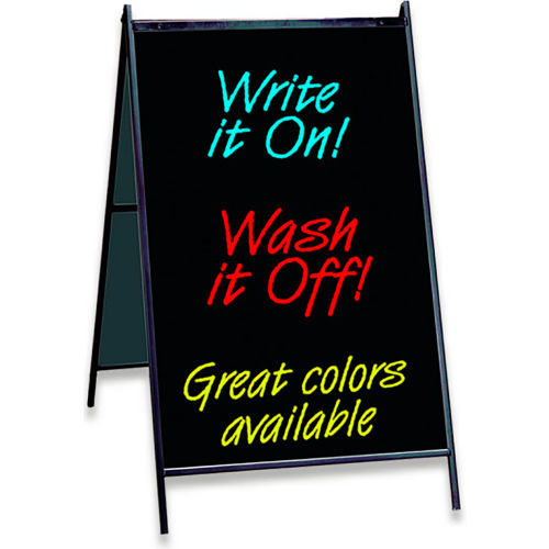 Marvolus Eraseable Message Board A-frame with 24" x 36" Black Sign Panels