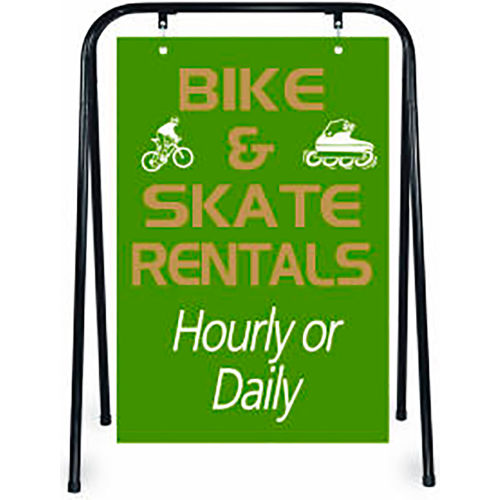Marvolus Hang-Frame Sidewalk Sign Holder, Black, Assembled, Aluminum/PVC, Silver