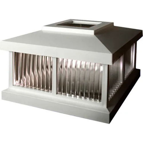QualArc Lewiston Post System Only With Bayview Solar Lamp, Support Bracket And Fluted Base - White - Outdoor Post Lights