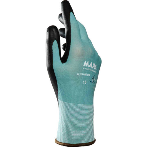 MAPA® Ultrane 510 Polymer Coated Gloves, Knit Wrist Liner, Green, 1 Pair, Size 7, 34510007