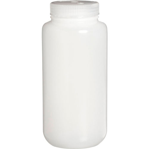 Thermo Scientific Nalgene&#153; Wide-Mouth HDPE Economy Bottles with Closure, 1L, Case of 24