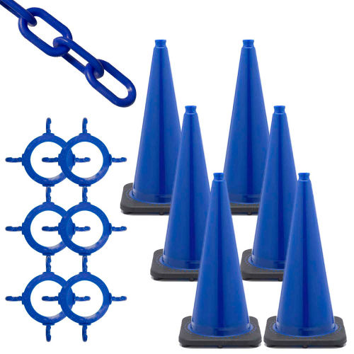 Mr. Chain 93206-6 Traffic Cone & Chain Kit - Blue, 93206-6