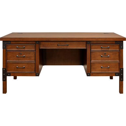 Martin Furniture Addison Rustic Pedestal Executive Desk, Wood