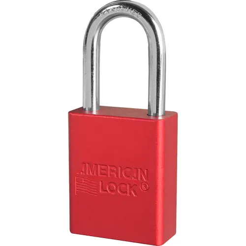 Master Lock® A1106 Aluminum Safety Padlock, 1-1/2W, 1-1/2Tall Shackle,  Keyed Alike, Red