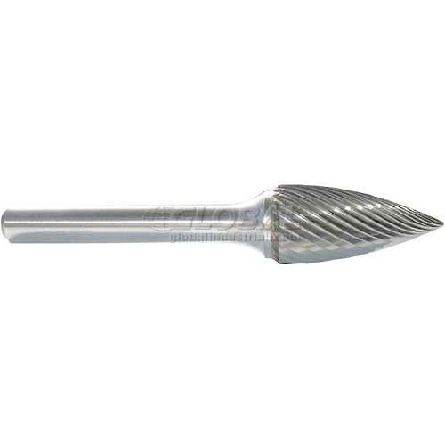 Made in USA SG-1 Carbide Burr, 1/4&quot; Diameter, Double Cut, Pointed Tree