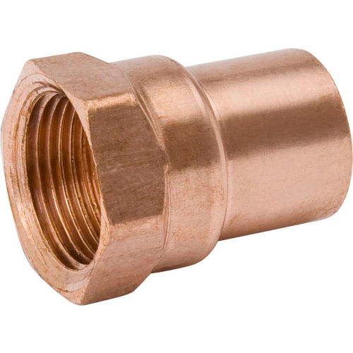 Mueller W 01214 1/4 In. X 3/8 In. Wrot Copper Female Adapter - Copper X FPT