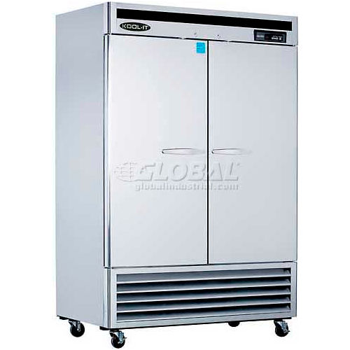 Kool-It Reach-In Freezer, Bottom Mount Compressor, 2 Solid Doors, 44.7 Cu.Ft., Stainless Steel