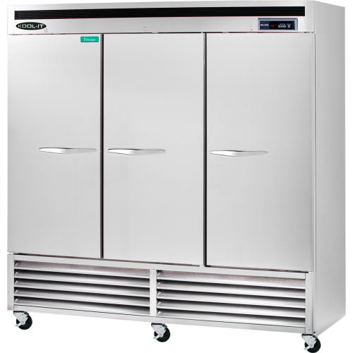 Kool-It Reach-In Freezer, Bottom Mount Compressor, 3 Solid Doors, 72 Cu.Ft., Stainless Steel