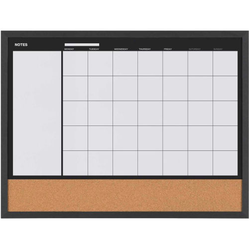 MasterVision 3-in-1 Dry-Erase Calendar Planner Board, 18" X 24", Black Frame