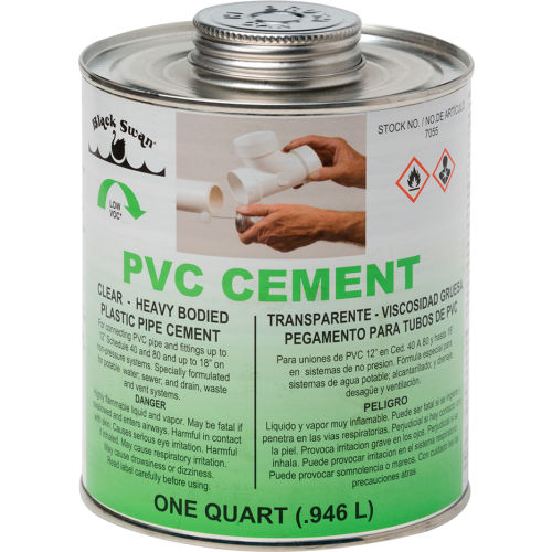 Black Swan PVC Cement (Clear) Heavy Bodied, 1 Qt Pkg Qty 12