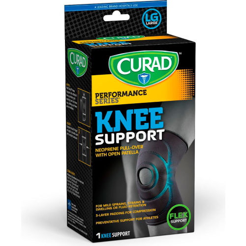 Medline CURAD Pull Over Open Patella Knee Supports, Large, 4 Pack