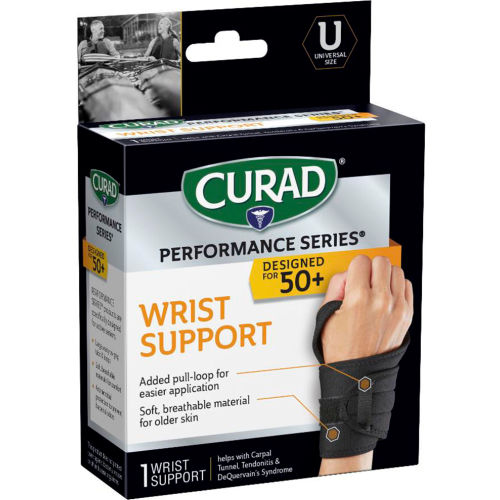 Medline CURAD Wraparound Wrist Support w/ Microban, Black, Universal, 4 ...