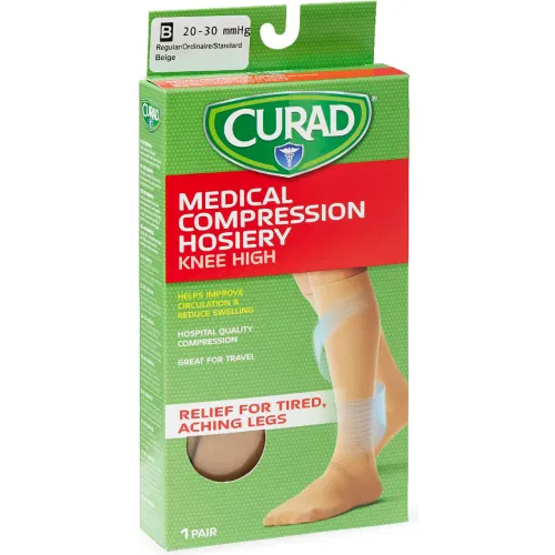 Medline Curad Compression Hosiery w/ 2030 mmHg, Knee High, Medium