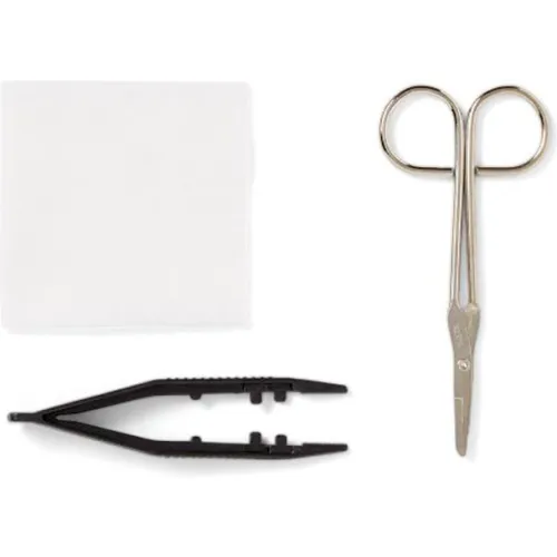 Medline Suture Removal Tray w/ Wire Metal Littauer Scissors, 12 Pack