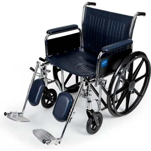 Medline Extra Wide Excel Wheelchair w/ Removable Full Arms & Elevating