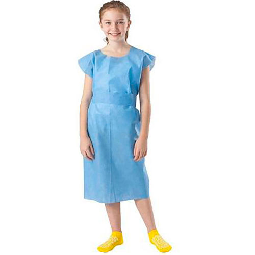 Medline Pediatric Gowns, Tissue Poly Tissue, 21" x 36", Blue, 50 Pack