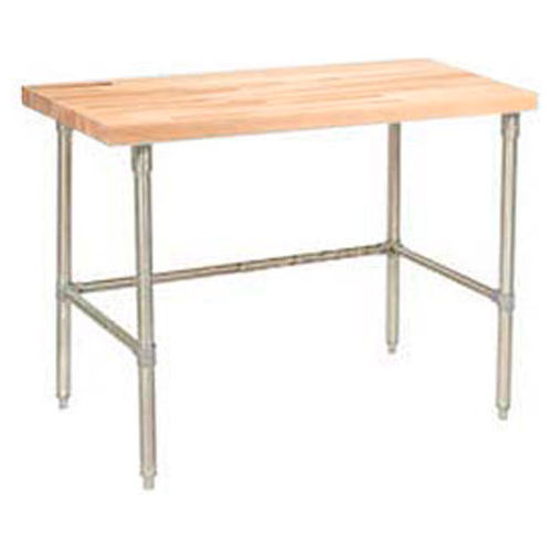 60 x 30 Maple Butcher Block Square Edge Workbench With Open Leg
