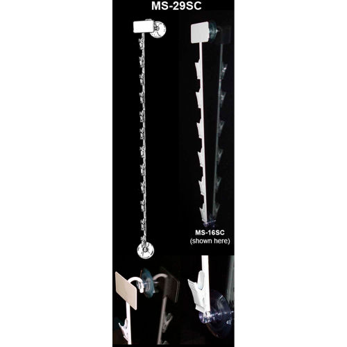 Metal Merchandising Strip W/Suction Cup, Silver