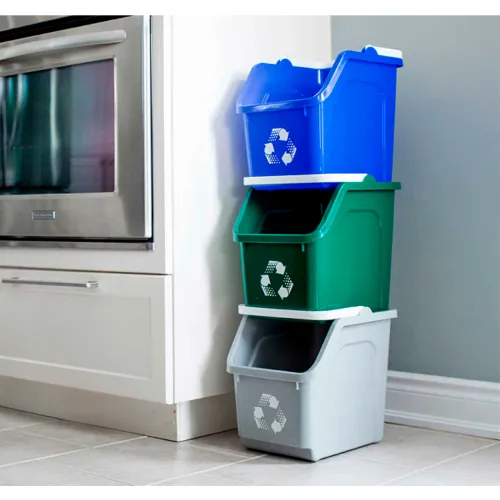 30 Gallon Billi Box Triple Trash Can Recycle Bin Center 8102031-444 (Mixed  Swing, Organics Swing, Waste Swing)